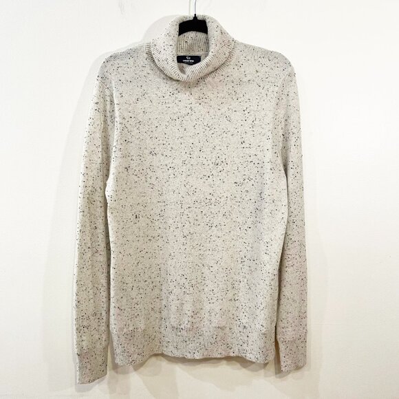 EUC Lands' End 100% Cashmere Donegal Turtleneck Sweater Ice Grey Large - Picture 1 of 5
